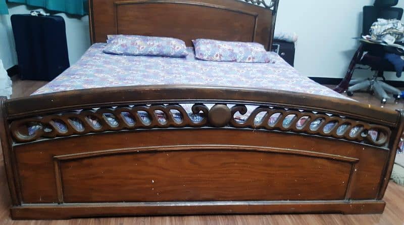 King size wooden bed with mattress 3