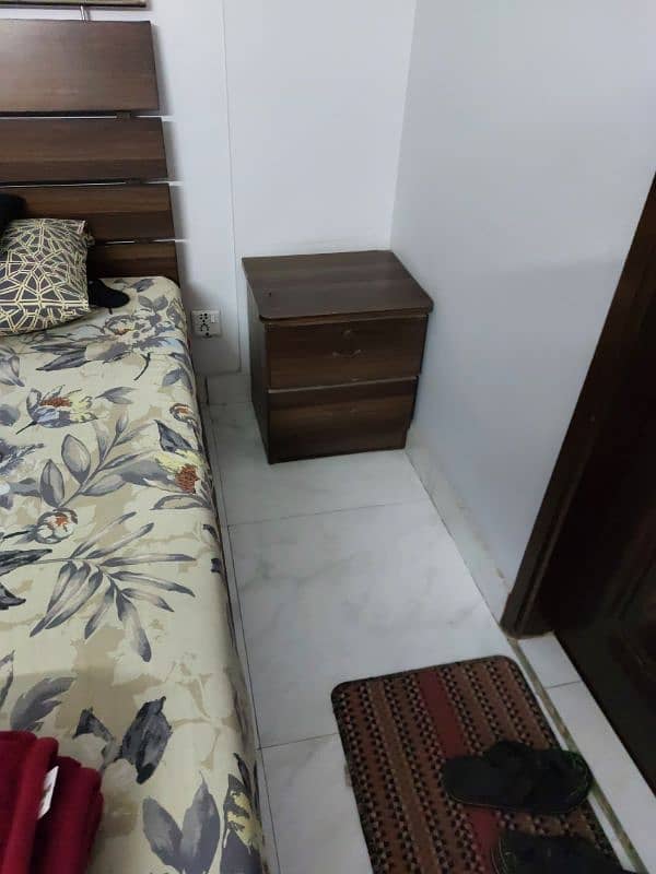 single bed pair with matress ,3 door cupboard one side table 9