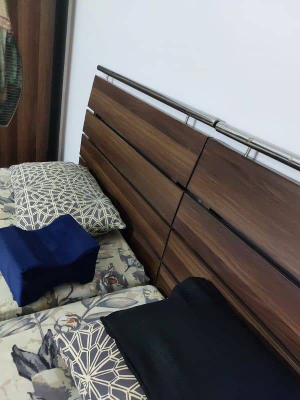 single bed pair with matress ,3 door cupboard one side table 12