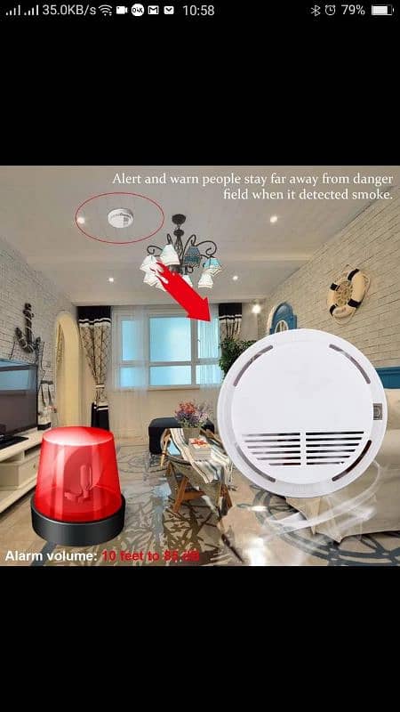 9v Smoke / gas Detector kitchen Sensor Fire Alarm Home Safety Secu 9