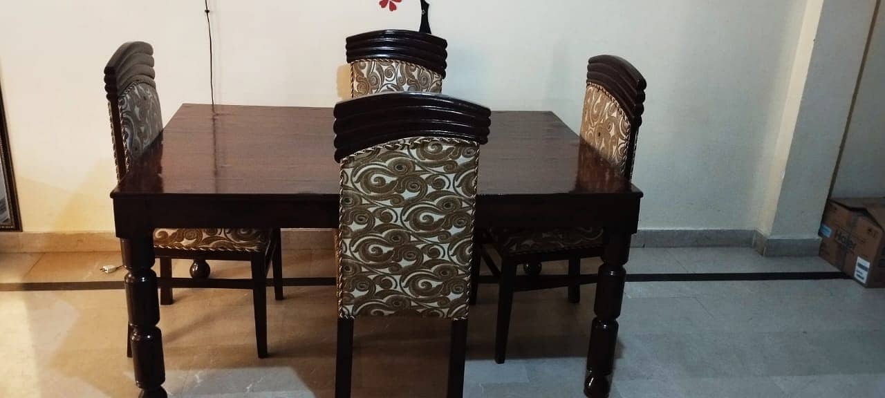 Dining Table (Wood Table) with 4 Chairs 0