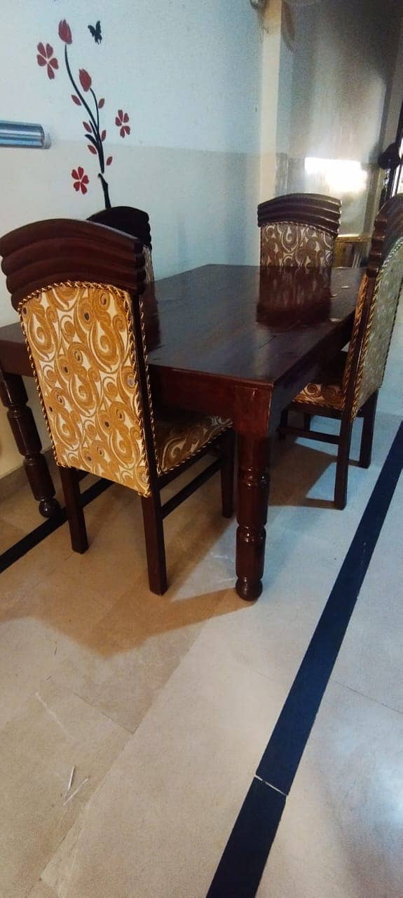 Dining Table (Wood Table) with 4 Chairs 4