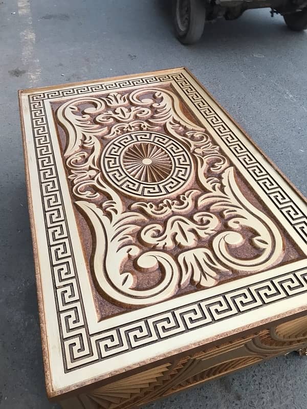 New Deco paint Center Table in beautiful Carving all sides 1