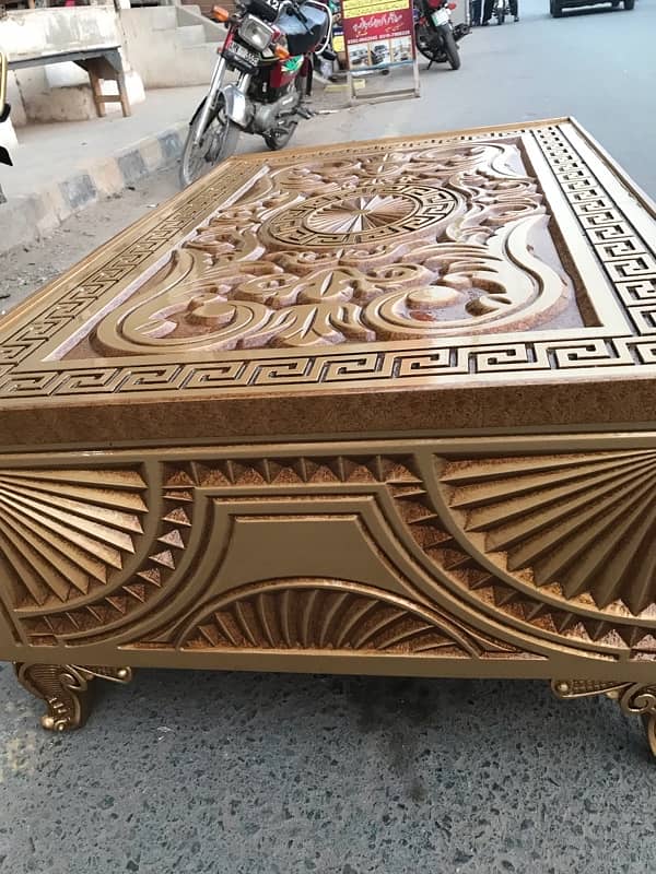 New Deco paint Center Table in beautiful Carving all sides 3