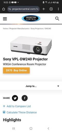 Sony wxga 2 hdmi multimedia projector for class room and meeting room