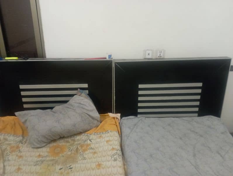 2 Wooden Single Bed with Metress 1