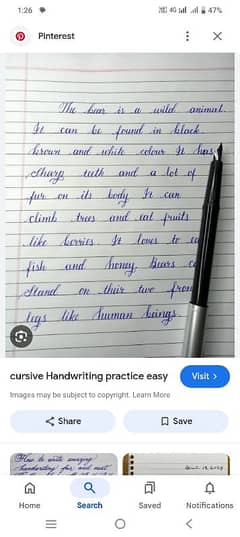 Handwriting assignment work