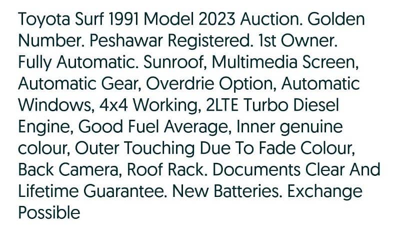 Toyota Surf 1991 Contact on whats only 03262809959 1