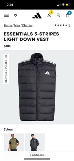 Brand New Original Adidas Puffer Vest Jacket