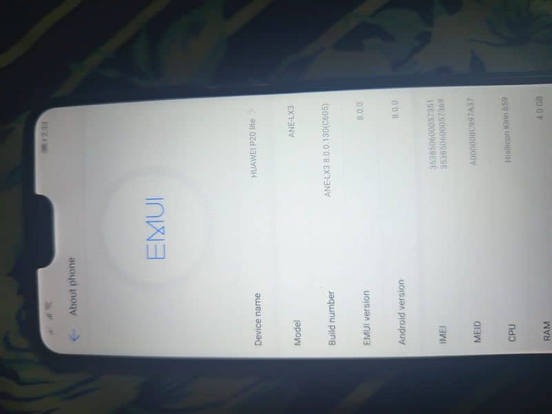 HUAWEI P20Lite DUAL SIM PTA Prove 4GB RAM 128GB MEMORY 8