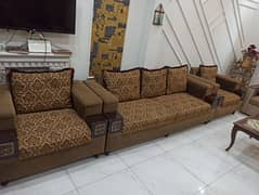 Wooden Sofa Set with Comfy cushions.