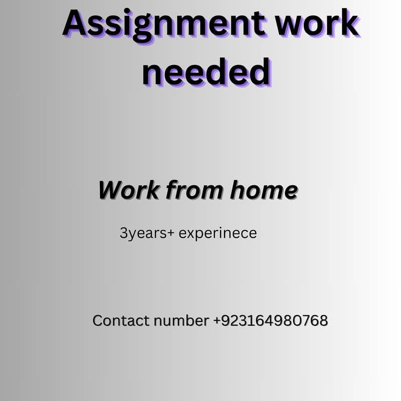 Assignment work needed 0