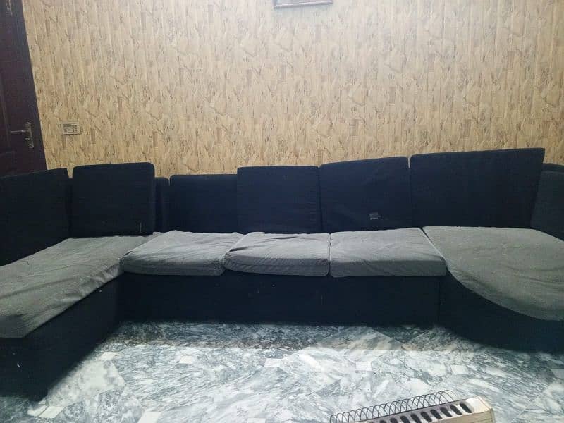 l shape sofa in black colour 0