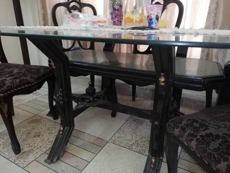 Modern Thick glass Dinning table , with chairs 1