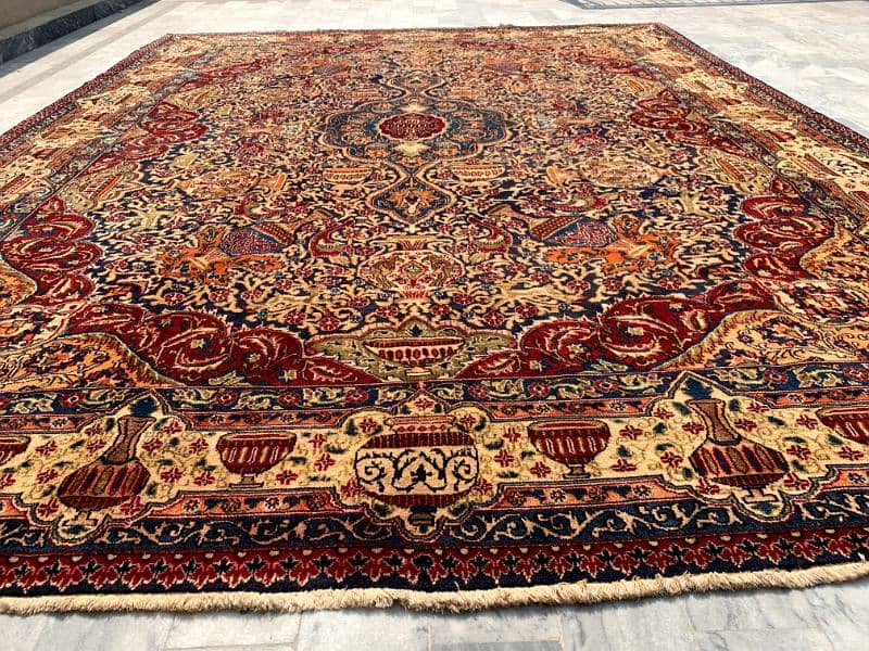 Handmade Vintage Irani Rug | Qaleen Handmade Carpets |10x13 ft Kashmar 0