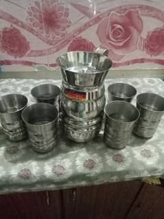 water set jug & 6 glass steel for sell shifting for house