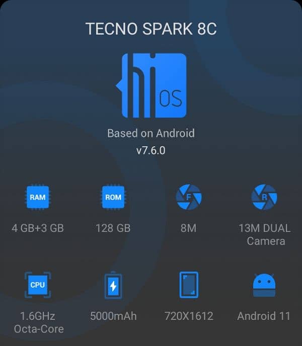 Tecno spark 8c 4+2/128gb 10/9.5 condition exchange possible 2