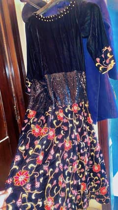 valvet long frock , inside cancan attached