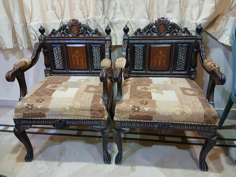 chinniyoti sofa set 4 seater or Sheesham Wood rocking chair 2