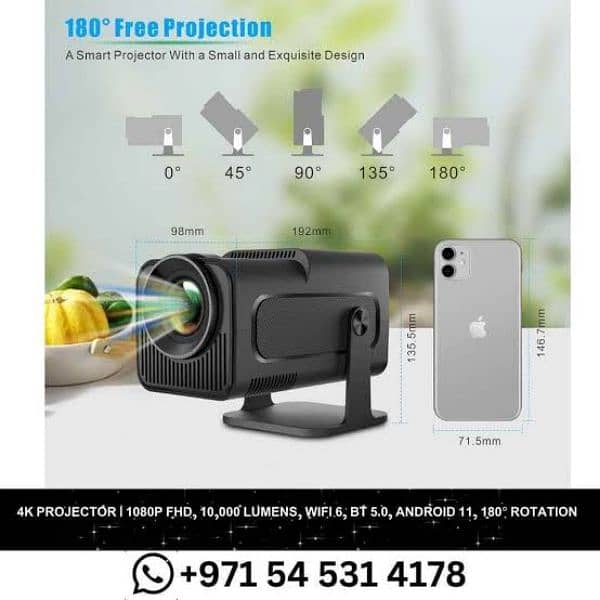 HY320 Mini Projector - Android 11, 4K, WiFi 6 3