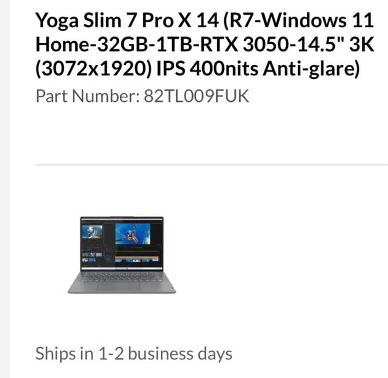 Lenovo yoga slim 7 pro x 14 -32 gb -1 tb -rtx 3050"3k 9