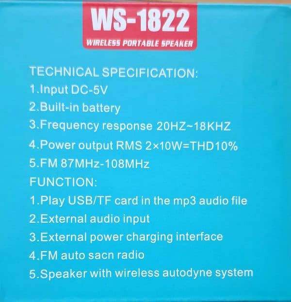 WSTER WS-1822 Portable Wireless Soundbar Speaker 2