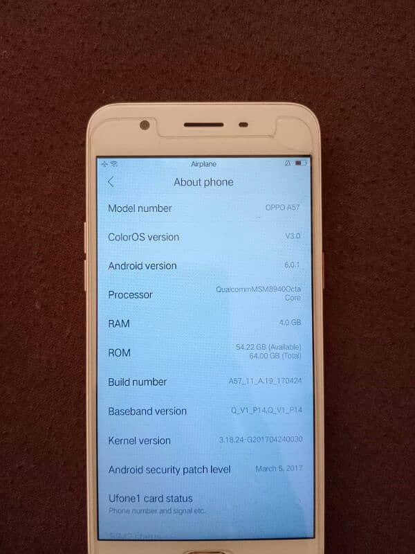 Oppo A57 just like new 0