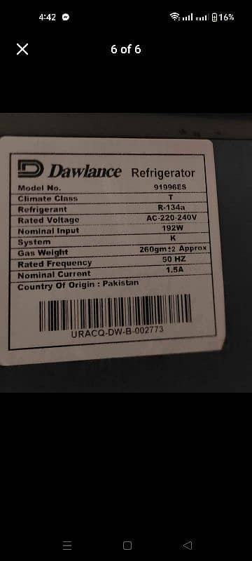 Dawlance Refrigerator + Freezer - Energy Saver 5