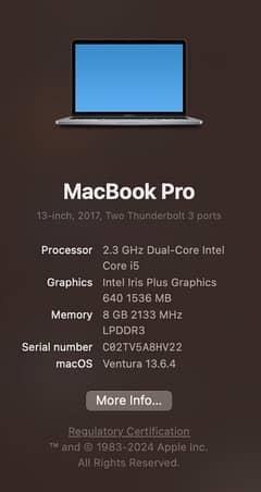 Macbook Pro 2017 128 GB