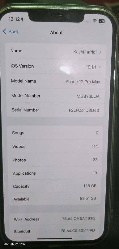 Iphone 12 pro max JV 128GB 83 Battery health.  Original Display. 6