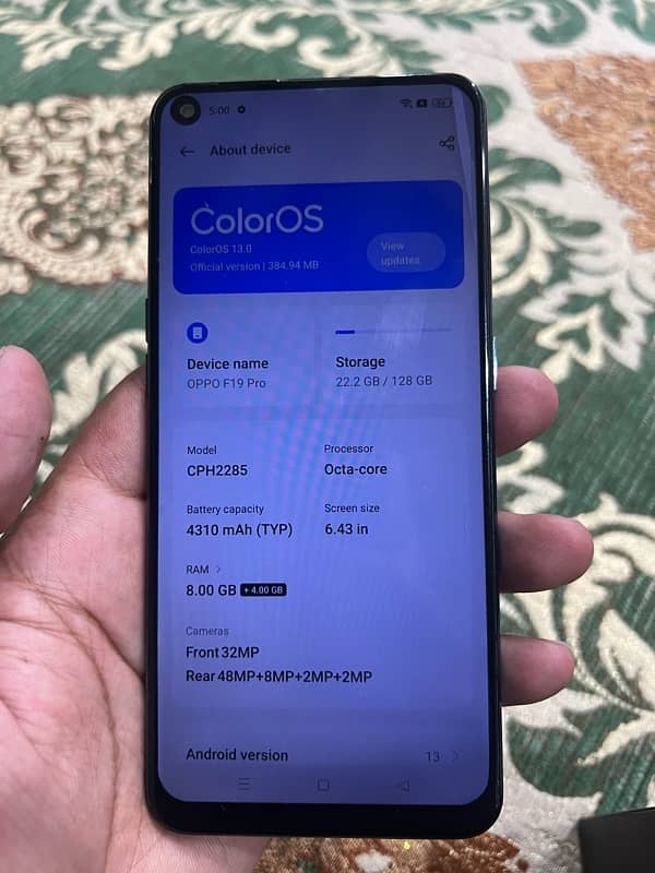 oppo f19 pro 8+4 ram 128Gb memorie 4