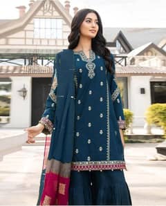 3pcs Women's Unstitched Embroidered Suit