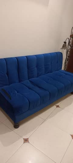 sofa cm bed in blue color good condition