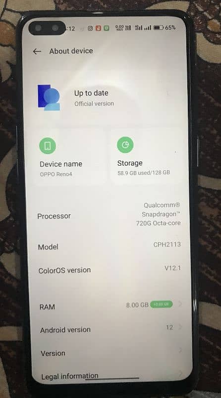 OPPO RENO 4.8+3RAM 128GB 3