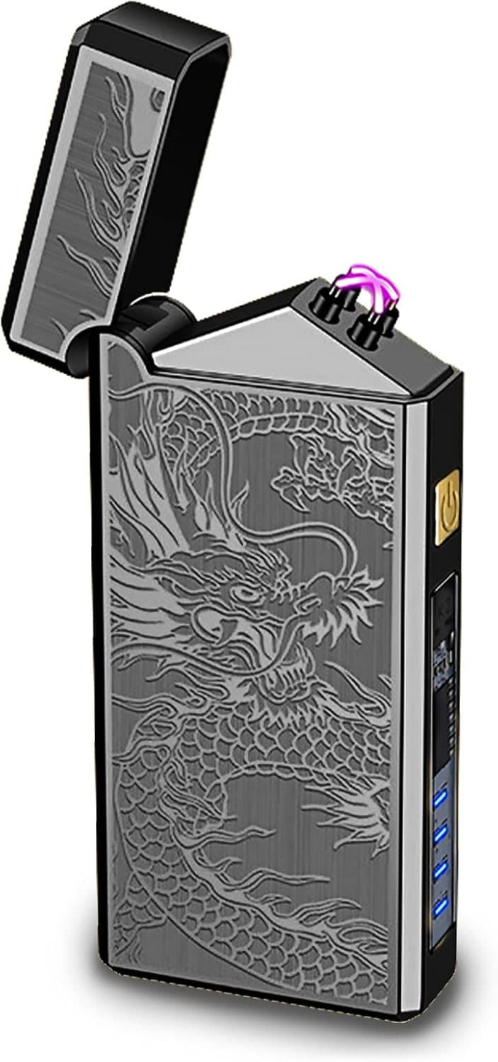 Black Dragon Metal Plasma Arc USB Type-C Lighter, 500mA, Fast Charging 0