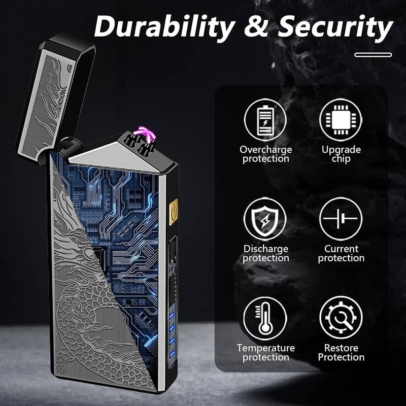 Black Dragon Metal Plasma Arc USB Type-C Lighter, 500mA, Fast Charging 4