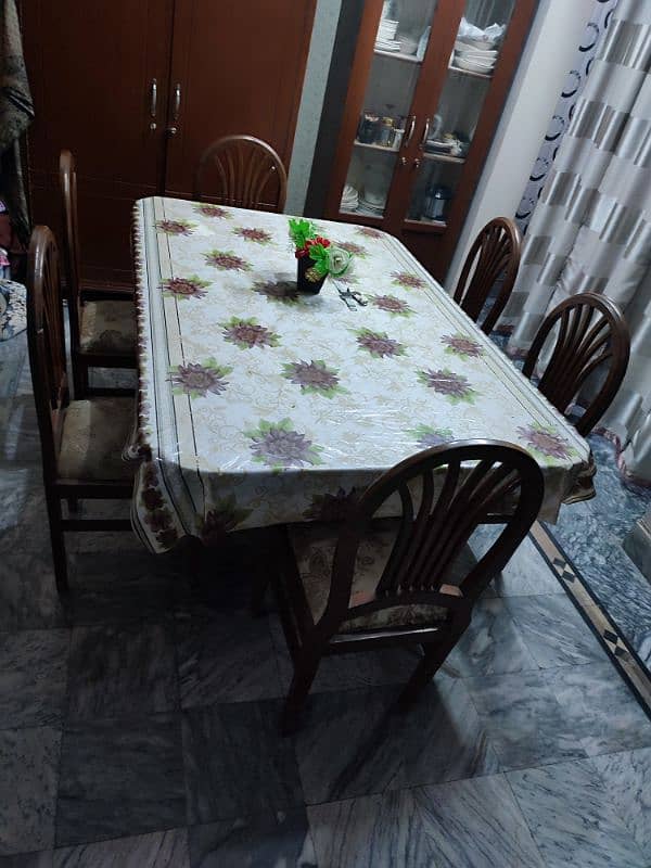 Wooden Dining Table with 6 Wooden Chairs 6