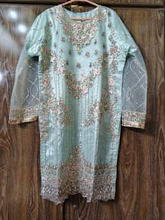 Silk gharara with net sequins