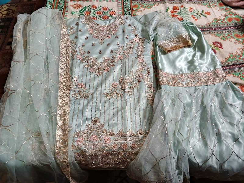 Silk gharara with net sequins 5