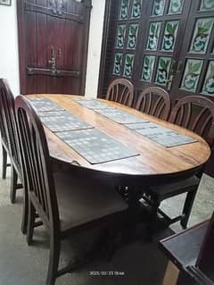 Wood Dinning table with 6 chairs for sale