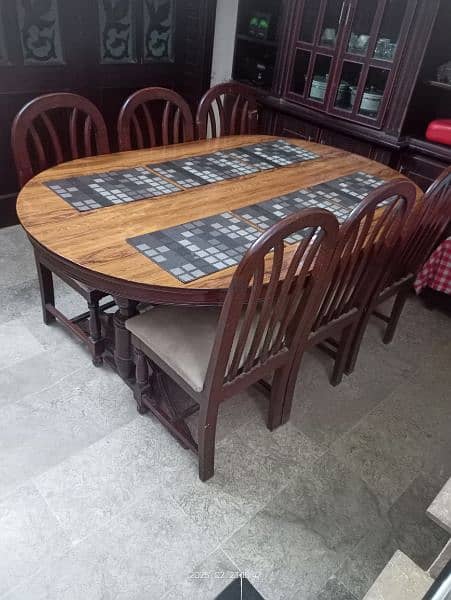 Wood Dinning table with 6 chairs for sale 1