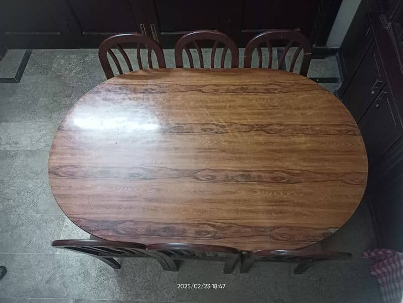 Wood Dinning table with 6 chairs for sale 2