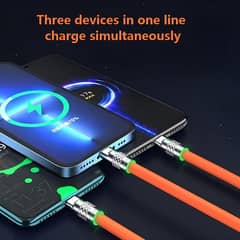 3 in 1 120W 6A Fast Charging Type C Cable Micro USB