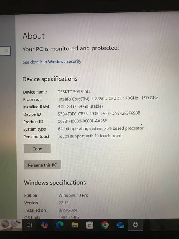 Lenovo X1 Carbon 8GB RAM 256 GB SSD i5 8th Generation Touch 6