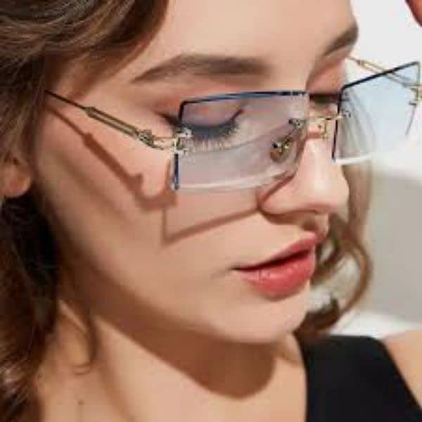 2pcs vintage rimless fashion glasses for women , classic wooden temple 1