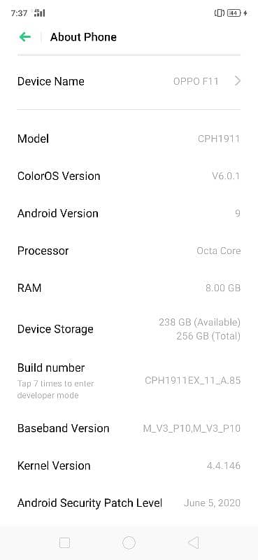 oppo F11, 8Gb Ram+ 256Gb Rom 2