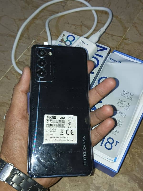 tecno camon 18t. . . 4/128 with complete box charger 5