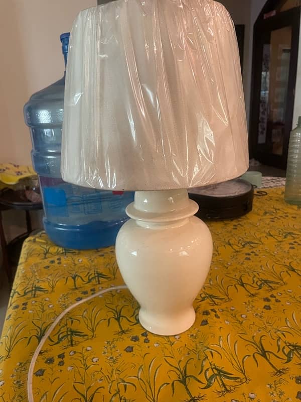 white glossy lamp with brand new lampshade 2