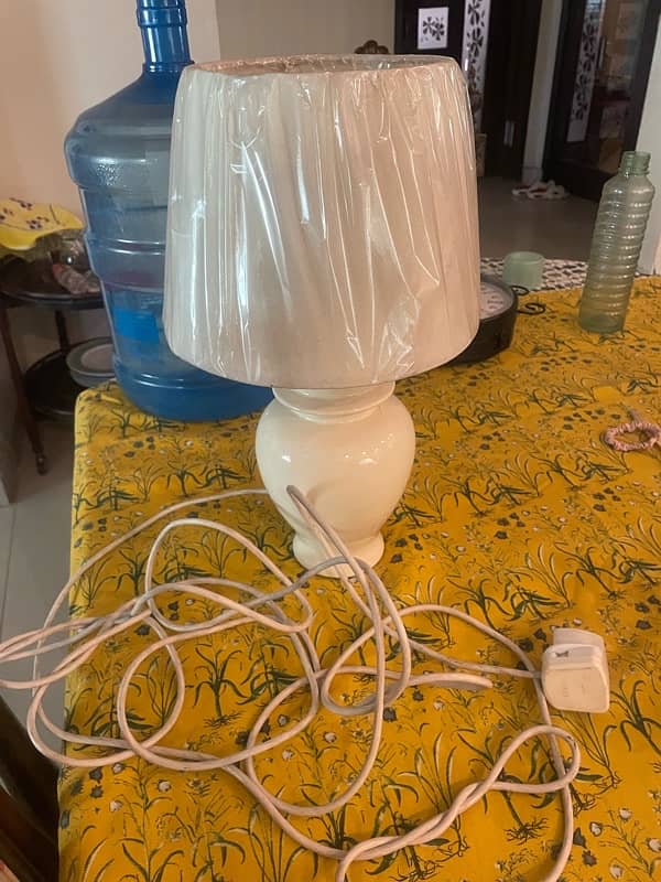 white glossy lamp with brand new lampshade 4