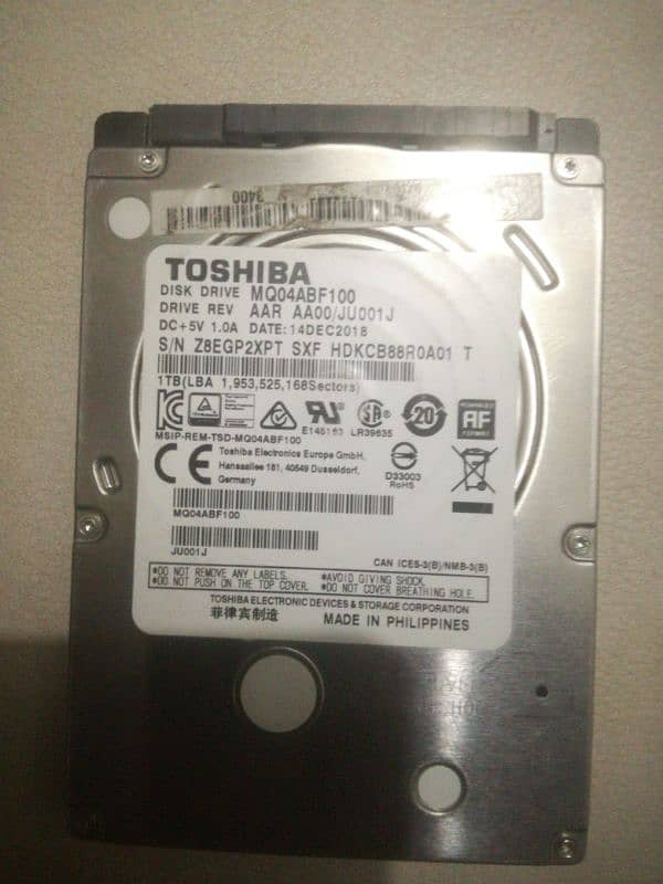 New Toshiba 1tb hard drive 0